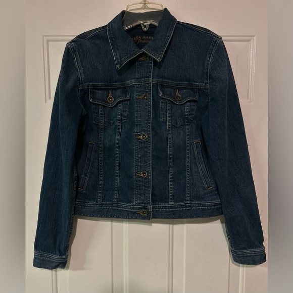 Lauren Denim Company Lauren By Ralph Lauren Denim Trucker Jacket Size L‎ - Picture 1 of 10